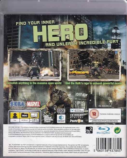 The Incredible Hulk - PS3 (B Grade) (Genbrug)